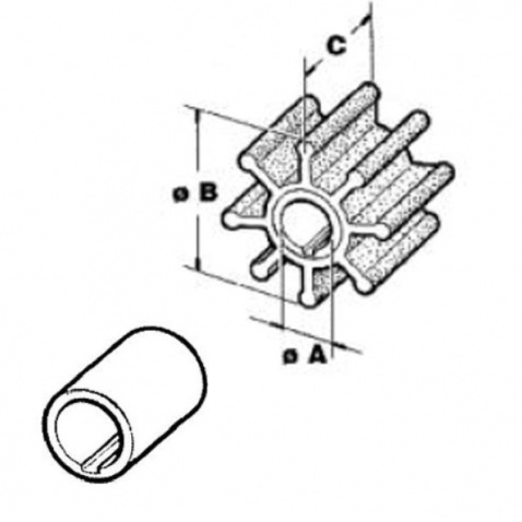 Impeller 500383, Tohatsu 2T 9,9/15/18 4T 9,9/15/18