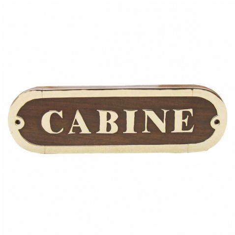 Cedulka CABINE - dřevo/mosaz