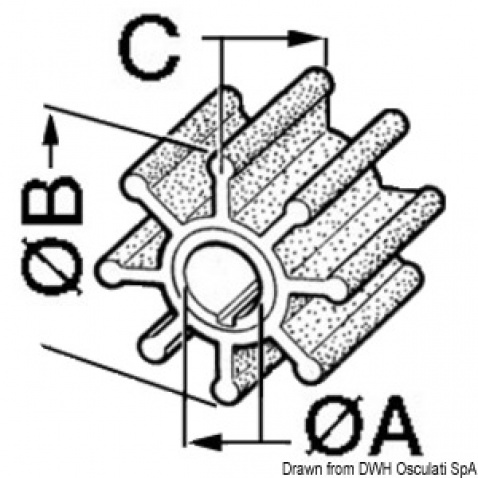 Impeller 500370, Mercury/Mariner 20/25 2-takt