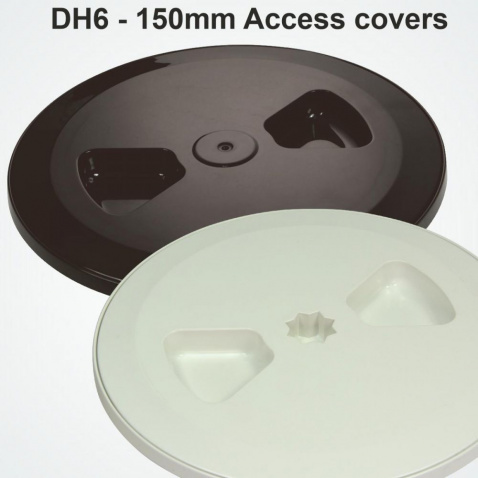 Inspekční víko Clamcleat Access Cover 206mm, s drážkou pro kliku k vičně, bílé