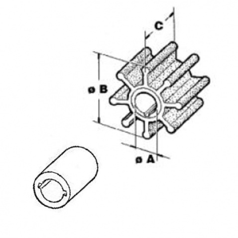 Impeller 500380, Volvo Penta (Volvo OEM 3555413-8)