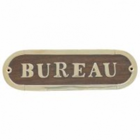 Cedulka BUREAU - dřevo/mosaz
